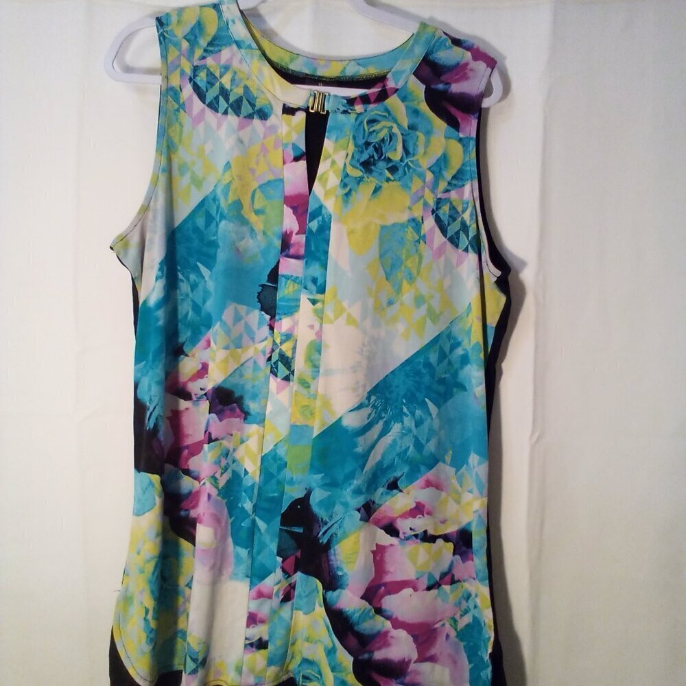 Worthington Blouse Women XL Sleeveless Soft Stretch Colorful